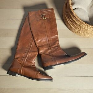 Made in Italy Leather Knee High Riding Boots